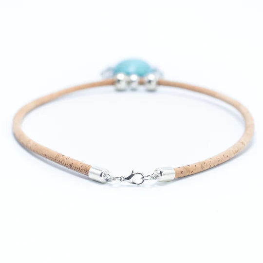 Angelco Accessories Turquoise stone heart pendant cork necklace