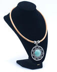 Angelco Accessories Turquoise sun pendant cork necklace