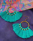Small hoop fringe earrings