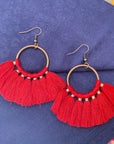 Small hoop fringe earrings