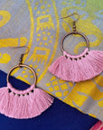 Small hoop fringe earrings