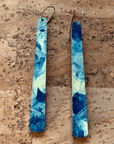 Angelco Accessories reversible paddle paper earrings - showing the blue side only - brown or blue