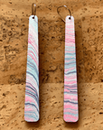 Angelco Accessories reversible paddle paper earrings - showing the pink blue side only - pink blue or speckle