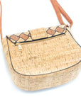 Angelco Accessories Andrea cork crossbody bag in brown, rear view laid on a white background