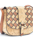 Angelco Accessories Andrea cork crossbody bag in brown, front view on a white background