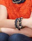 Spiral kantha bangle - indigo