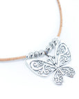 Angelco Accessories Butterfly pendant cork necklace - close up of pendant on white background
