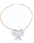 Angelco Accessories Butterfly pendant cork necklace on white background