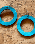 Angelco Accessories reversible circle hoop paper earrings - showing blue side only - blue / blue gold