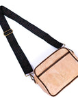 Angelco Accessories Cork camera bag - style F - front view of bag with patterned strap extended