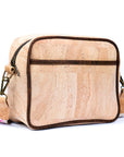 Angelco Accessories Cork camera bag - angled front view on white background
