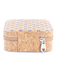 Cork jewellery travel case - medium, photograph of rear of closed case, on white background