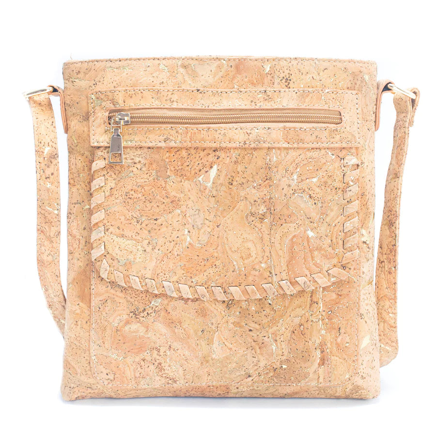 Angelco Accessories cork stitch crossbody bag - natural/gold front view