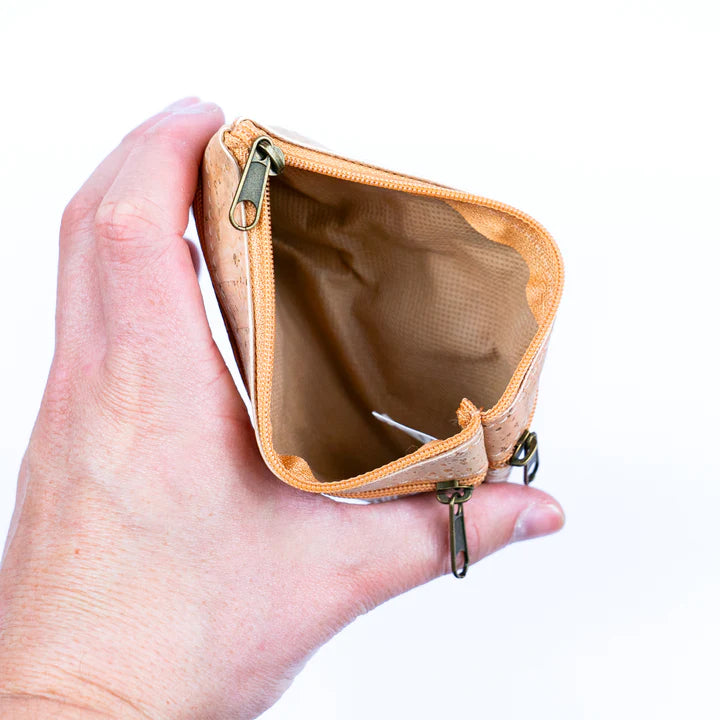 Angelco Accessories Double sided 3 section coin purse - top view with main compartment open
