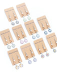 Angelco Accessories Drop disk cork earrings - example display of designs and colours