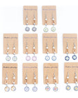 Angelco Accessories Drop disk cork earrings, example display of colours and designs