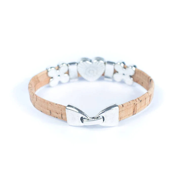 Angelco Accessories Heart and cork band bracelet - rear view in natural colour