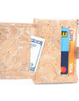 Angelco Accessories Cork micro wallet - open showing card slots - on white background
