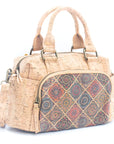 Angelco Accessories Small cork traveller bag - front view with tile print