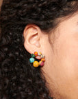 Angelco Accessories kantha ring stud as worn by model - close up view