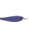 Angelco Accessories Leaf shaped indigo cork drop earrings - side view of earring on white background
