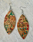 Angelco Accessories Marquise pattern cork drop earrings - orange print