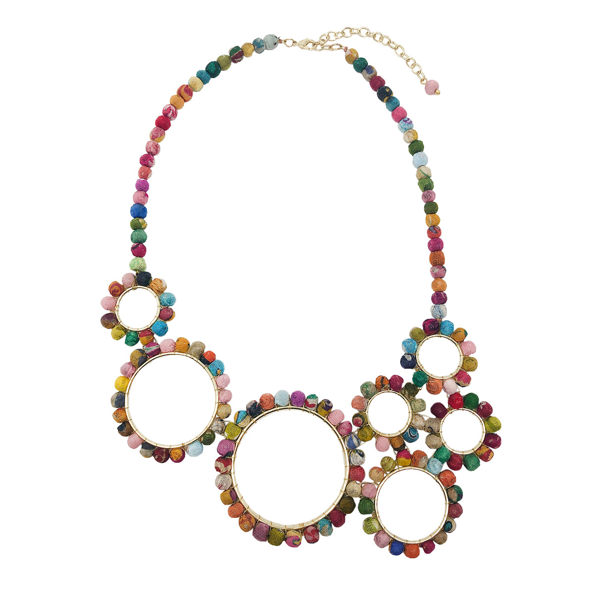 Angelco Accessories Kantha kissing circles necklace on white flatlay