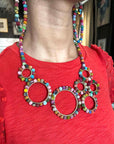 Angelco Accessories Kantha kissing circles necklace  - close up as worn by model