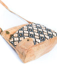 Angelco Accessories Pippa cork handbag - diamond style - angled bottom view on white background
