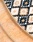 Angelco Accessories Pippa cork handbag - diamond style - close up of pockets and print