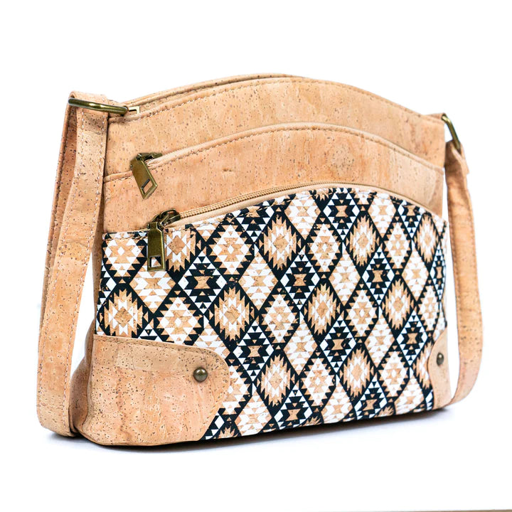 Angelco Accessories Pippa cork handbag - diamond style - angled view on white background