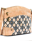 Angelco Accessories Pippa cork handbag - diamond style - angled view on white background