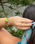 Angelco Accessories planet kantha bracelet as worn by model