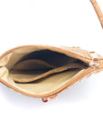 Angelco Accessories Rivet and cork crossbody pouch - top  view of open pouch on white background