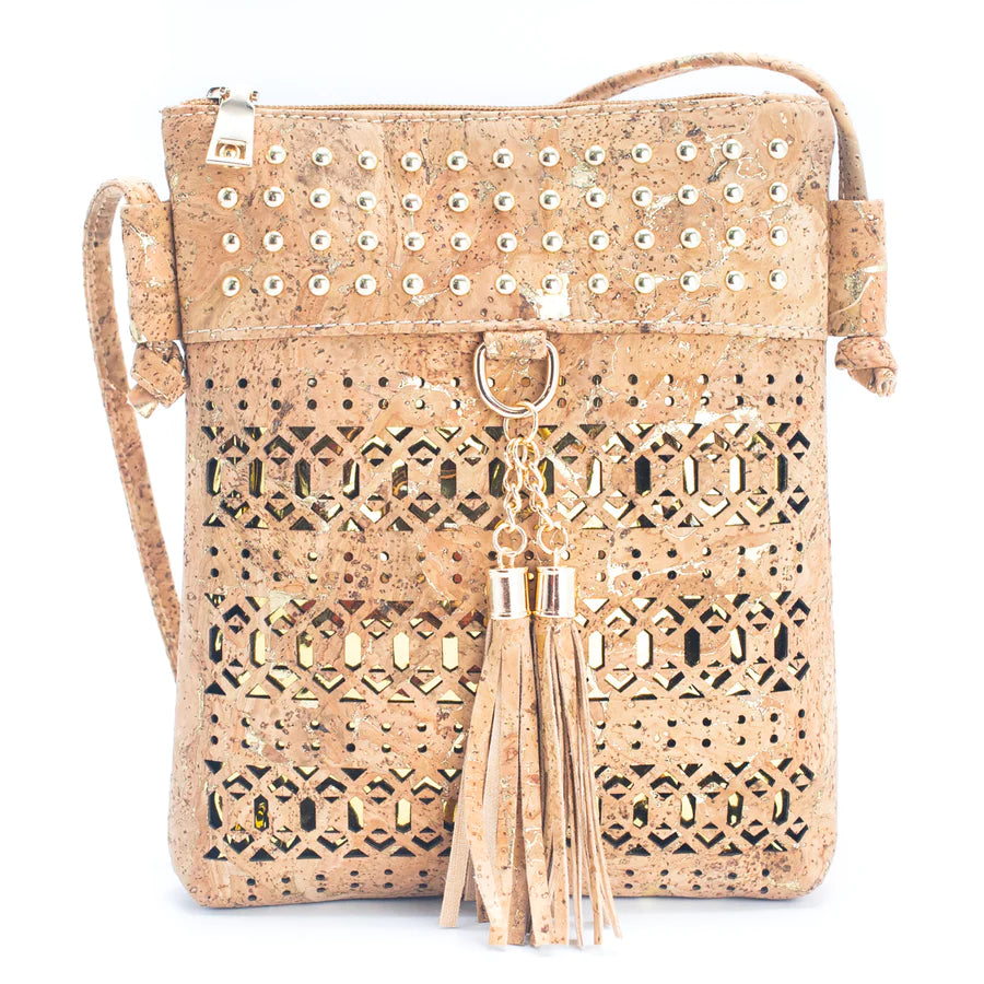 Angelco Accessories Rivet and cork crossbody pouch - front view on white background
