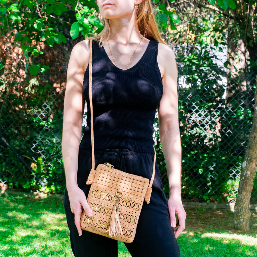 Angelco Accessories Rivet and cork crossbody pouch - as worn by model