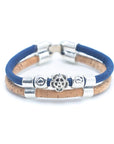 Angelco Accessories Rose bead cork bracelet - front view of blue bracelet on white background