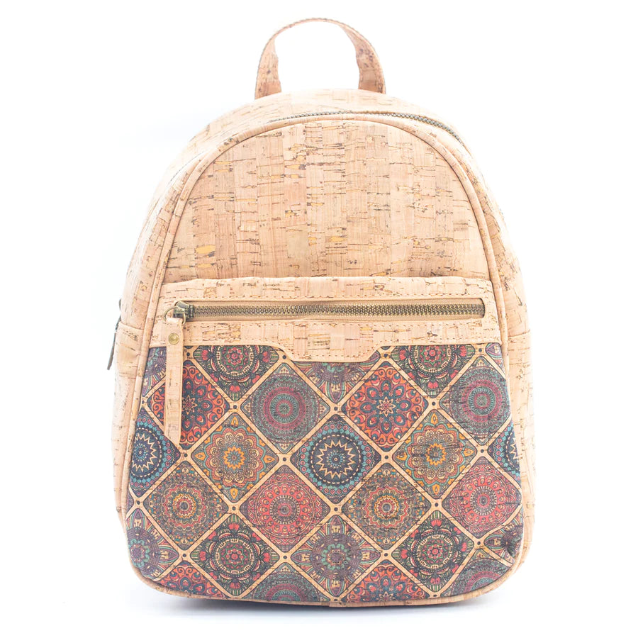 Small cork print backpack