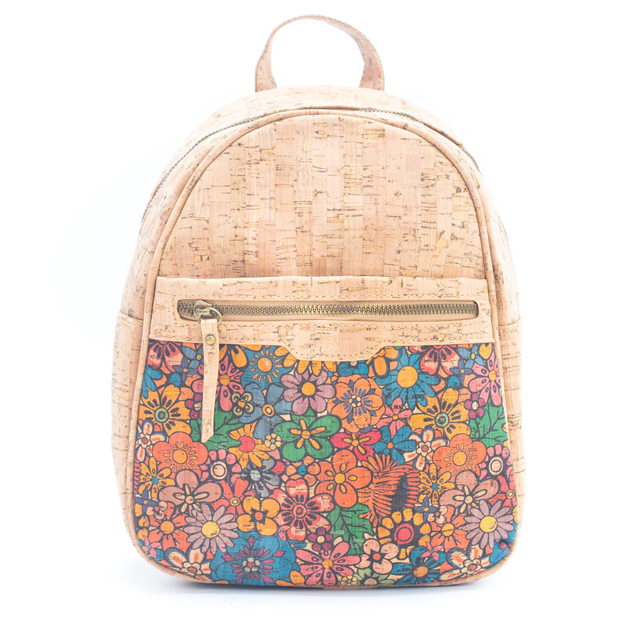 Small cork print backpack