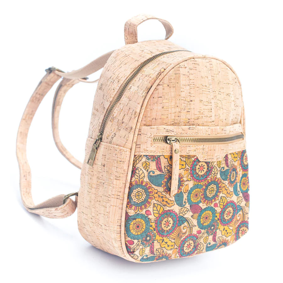 Small cork print backpack