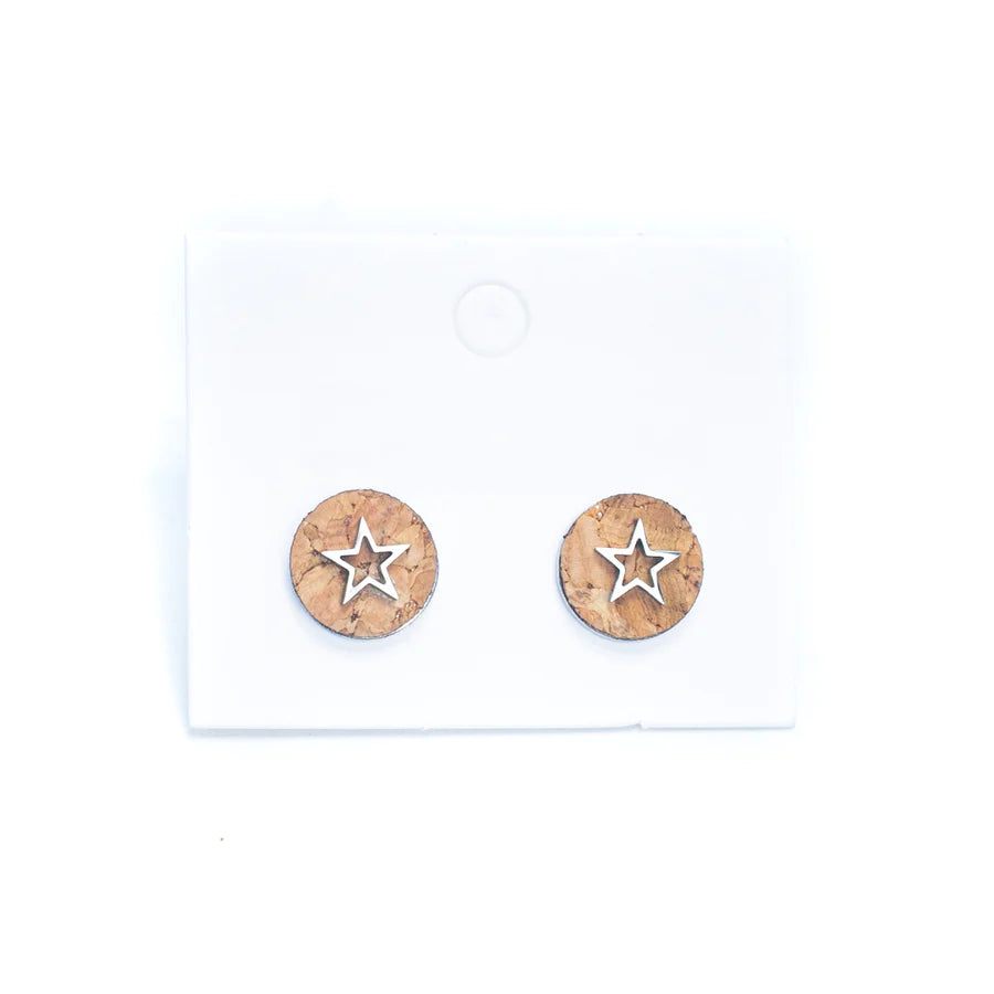 Star cork stud earrings
