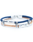 Angelco Accessories Straight lines cork bracelet in blue, on white flatlay