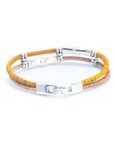 Angelco Accessories Straight lines cork bracelet in yellow, rear view  of claspon white flatlay