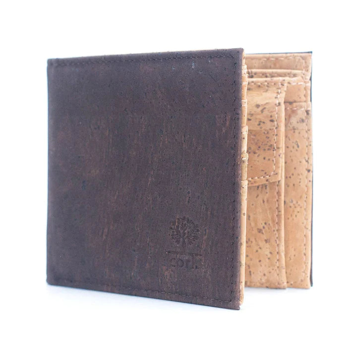 Angelco Accessories Adam cork wallet with dark brown exterior and natural colour interior