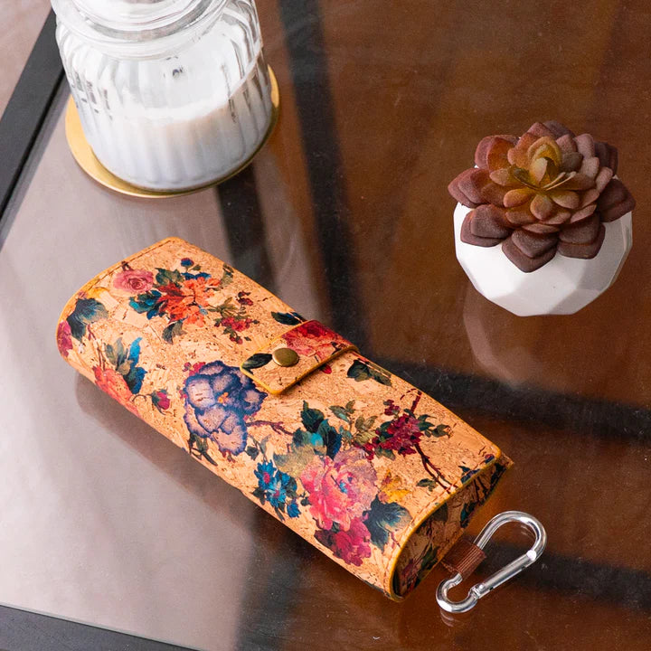 Angelco Accessories Clip on cork glasses case - shown on coffee table