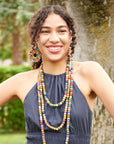 Angelco Accessories concentric kantha earrings as worn by model
