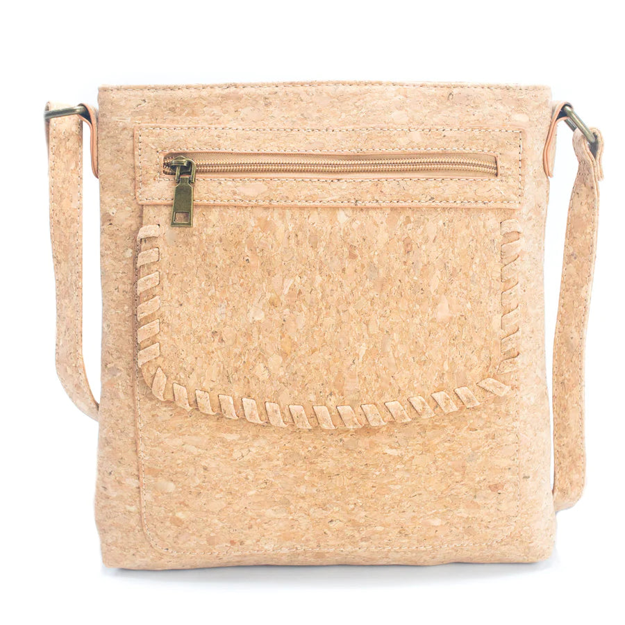 Angelco Accessories cork stitch crossbody bag - natural front view