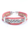 Angelco Accessories Floral lines cork bracelet - front view in pink colour