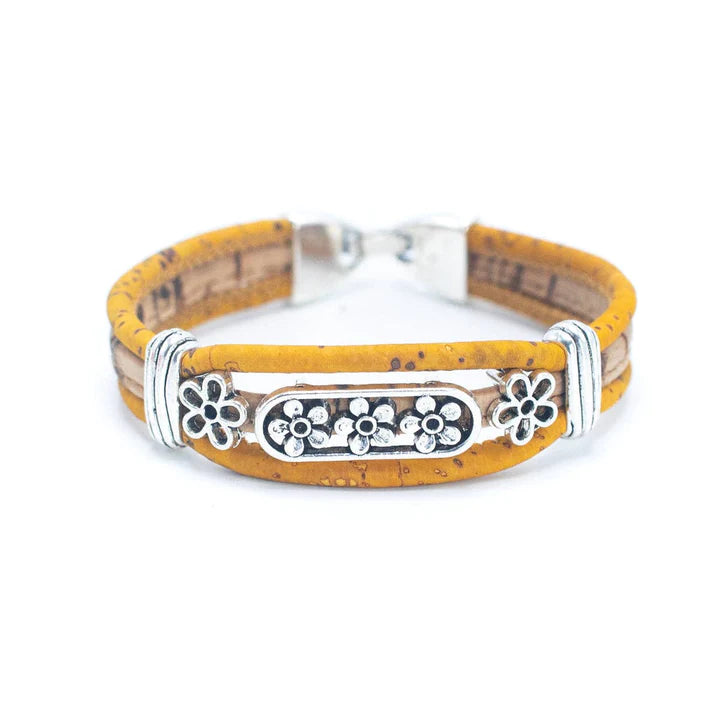 Angelco Accessories Floral lines cork bracelet - yellow