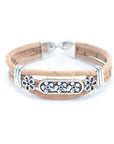 Angelco Accessories Floral lines cork bracelet - front view in natural colour